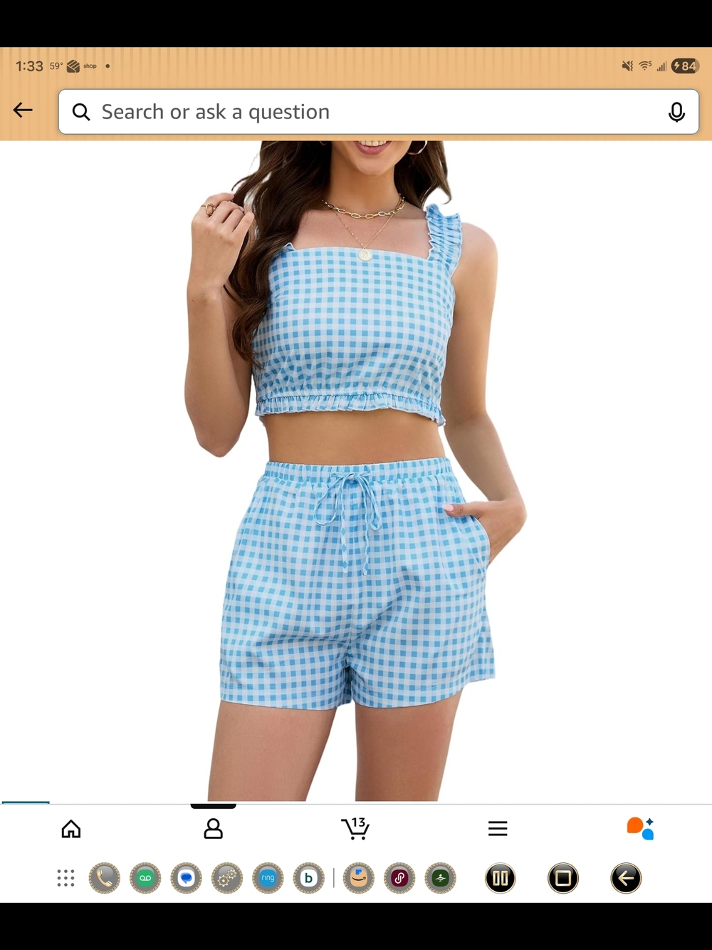 2 Pc Plaid Lounge Set